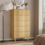 GARVEE Kommode mit 5 Schubladen 60 × 40 × 112,5 cm, Modernes Sideboard, Großer Stauraum für Schlafzimmer, Wohnzimmer, Büro & Flur, Naturholz - Naturholz