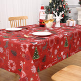 Garvee Weihnachtstischdecke Wasserdicht Kirschenmuster Rechteckig 132x229 cm Polyester Festliche Dekoration Esszimmer Rot - Rot
