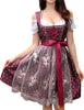 Garvee Dirndl Damen Midi Set 3 Teilig Elegant Kurz Trachtenkleid Rot 38 Für Oktoberfest