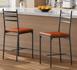 Garvee Barhocker Set 2 Metall Gepolstert PU-Leder Braun Für Küche Und Bar Ergonomisch - Wie gezeigt