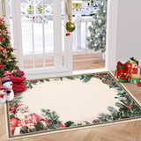 Garvee Weihnachtsteppich Fußmatte 60x100 cm Rutschfest Waschbar Wohnzimmer Küche Badezimmer Weihnachtsmann & Weihnachtsbaum Druck