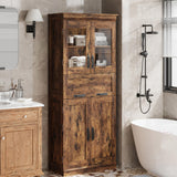 Garvee Badezimmerschrank, verstellbare Regale, 59,9 × 30 × 169,9 cm, für Bad und Gäste-WC, Braun - Braun
