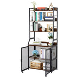 GARVEE Bücherregal, 6 Ebenen, Holzwerkstoff & Metall, Industrial-Design, Braun/Schwarz – für Wohnzimmer & Schlafzimmer - Braun/Schwarz