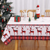 Garvee Weihnachtstischdecke Mit Hirschmuster, Wasserabweisend, Knitterfrei, Polyester, Große Größe 137x274cm, Cremefarben, Für Weihnachtsfeiern - Vamos A Quedar
