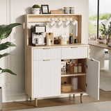 Garvee Fluted Sideboard Buffet Cabinet Mit Verstellbaren Regalen, 2 Schubladen, Holz, Metallfüße, Modernes Wohnzimmer & Küche, Anti-Kipp-Schutz, Elegant Wellenmuster
