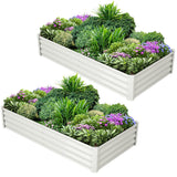 Garvee 2er Set Verzinkte Hochbeete 180×90×30 cm – Metall, Gummikanten, 0,3 mm für Balkon & Garten - Beige