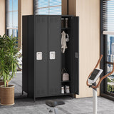 Garvee Mitarbeiter-Spind 3 Türen Metall Mit Kombinationsschloss Für Büro & Fitness, 72"H x 15.7"W x 35.4"D, Grau