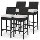 Garvee Barhocker Set 4, 71 cm, PE Rattan, Stahlrahmen, Wetterfest, Für Garten & Terrasse - Weiß