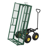 Garvee Garten-Kippwagen 408kg: Robuster Stahl-Transportwagen mit 25 cm Luftreifen und abnehmbaren Seitenwänden - Grün