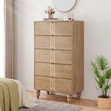 Garvee 5-Schubladen Kommode Mit Vintage-Muster, MDF-Holz, Goldene Griffe Für Schlafzimmer & Wohnzimmer, Groß, Langlebig