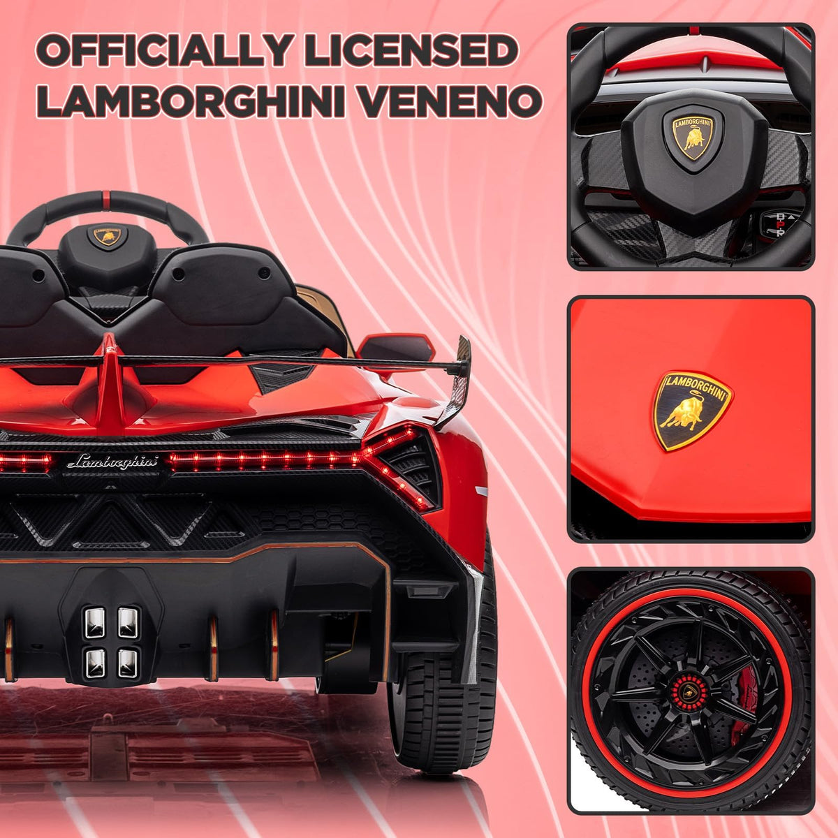 Garvee Elektroauto Lamborghini 12 V Rot mit Scherentüren
