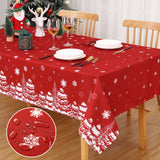 Garvee Nappe De Noël Quadratisch Pin-Motiv Rot 137x137 cm Baumwolle Festlich Wintergarten Tischdecke - Rot