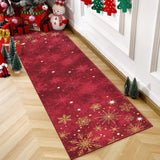 Garvee Weihnachtsteppich Läufer 60 x 180 cm Roter Waschbar Rutschfest Für Wohnzimmer Schlafzimmer Küche Eingangsbereich