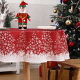 Garvee Runder Weihnachts-Tischdecke Mit Schneeflocken- Und Baum-Muster, Wasserdicht, Knitterfest, Rot, 60 Zoll, Für Esszimmer Und Festessen - Rot