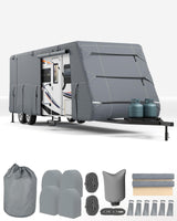 Garvee Wohnwagen Abdeckung 549cm 7-Lagig UV- und Wasserschutz für Wohnmobil Anhänger 5.49x2.67x2.74m Grau - Grau