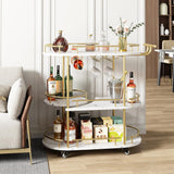Garvee Barwagen Gold 4 Ebenen, Weinregal & Glashalter, Rollen mit Bremse, 94 cm Hoch, mit Stauraum, 360° drehbar - 