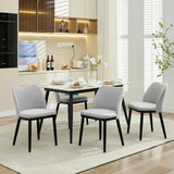 Garvee Esszimmerstühle 4er-Set, moderne Polsterstühle mit Leinenstoff, ergonomischer Rückenlehne & Holzbeinen, Grau