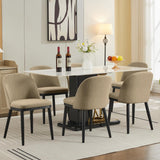 Garvee Esszimmerstühle 6er-Set, gepolstert mit Samt, ergonomische Rückenlehne, Modern, Camello - Beige
