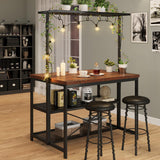 Garvee Kücheninsel Mit Stauraum, 42" Tisch, 3-Stufige Regale, 5 Haken, MDF & Metall Für Küche & Esszimmer, Vielseitig, Essbereich, Grau