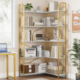 Garvee Eckregal 72" L-Form Industrial Bücherregal Metall & MDF Wohnzimmer Schlafzimmer Schwarz - schwarz