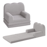 GARVEE Kindersofa 2-in-1, Ausklappbares Kinder Sofa mit Weichem Sherpa-Bezug und Schaumstofffüllung, Kindercouch für Spielzimmer, Kinderzimmer & Lesen, Grau - Grau