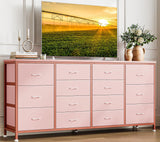 Garvee 63" W TV-Kommode Für 65-75" TVs, 14 Schubladen, Stoff Und Holzplatte, Anti-Kipp-Schutz, Schlafzimmer & Wohnzimmer, Langlebig Und Sicher - Rosa