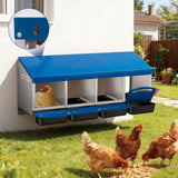 Garvee Hühnernestbox 4-Fach ohne Ständer Metall Legenest 111x50x47.5cm groß für 4-8 Hühner in Blau - Blau