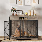 Garvee 44 Zoll Hundebox Möbel Mit Schubladen, Doppeltüren, Massivholz Für Kleine Bis Große Hunde, Vintage Braun & Schwarz, Indoor