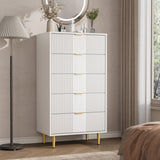 GARVEE Kommode mit 5 Schubladen 60 × 40 × 112,5 cm, Modernes Sideboard, Großer Stauraum für Schlafzimmer, Wohnzimmer, Büro & Flur, Weiß - Weiß