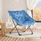 Garvee Klappstuhl Kunstfell, Verstellbar, Platzsparend, Bis 136 Kg, Für Wohnzimmer & Schlafzimmer, Blau - Blau