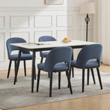 Garvee Esszimmerstühle 4er-Set, moderne Polsterstühle mit Stoff, ergonomischer Rückenlehne & Holzbeinen, Blau