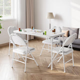 Garvee Klapptisch-Set, 122 cm Tisch, gepolsterte Stühle mit PU-Kunstleder, Stahlrahmen, klappbar & platzsparend, Grau