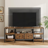Garvee Rustikaler 63" TV-Ständer Für TVs Bis 65" Mit 2 Schubladen & Offenen Regalen, Industrieller Medienkonsole, Braun, Wohnzimmer & Büro