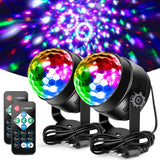 Garvee Discokugel Discolicht 6W LED Party Lichter DJ Bühnenbeleuchtung 7 Farben Musikgesteuert Fernbedienung, 2 Stück, Bunt - LED