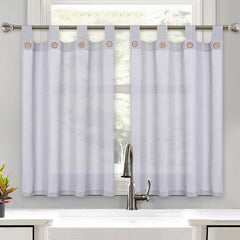GARVEE Cafe Vorhang Tiers Bauernhaus Faux Leinen Textur Küche Vorhänge Tab Top Halbe Fenster Vorhänge 27x36 Zoll Grau