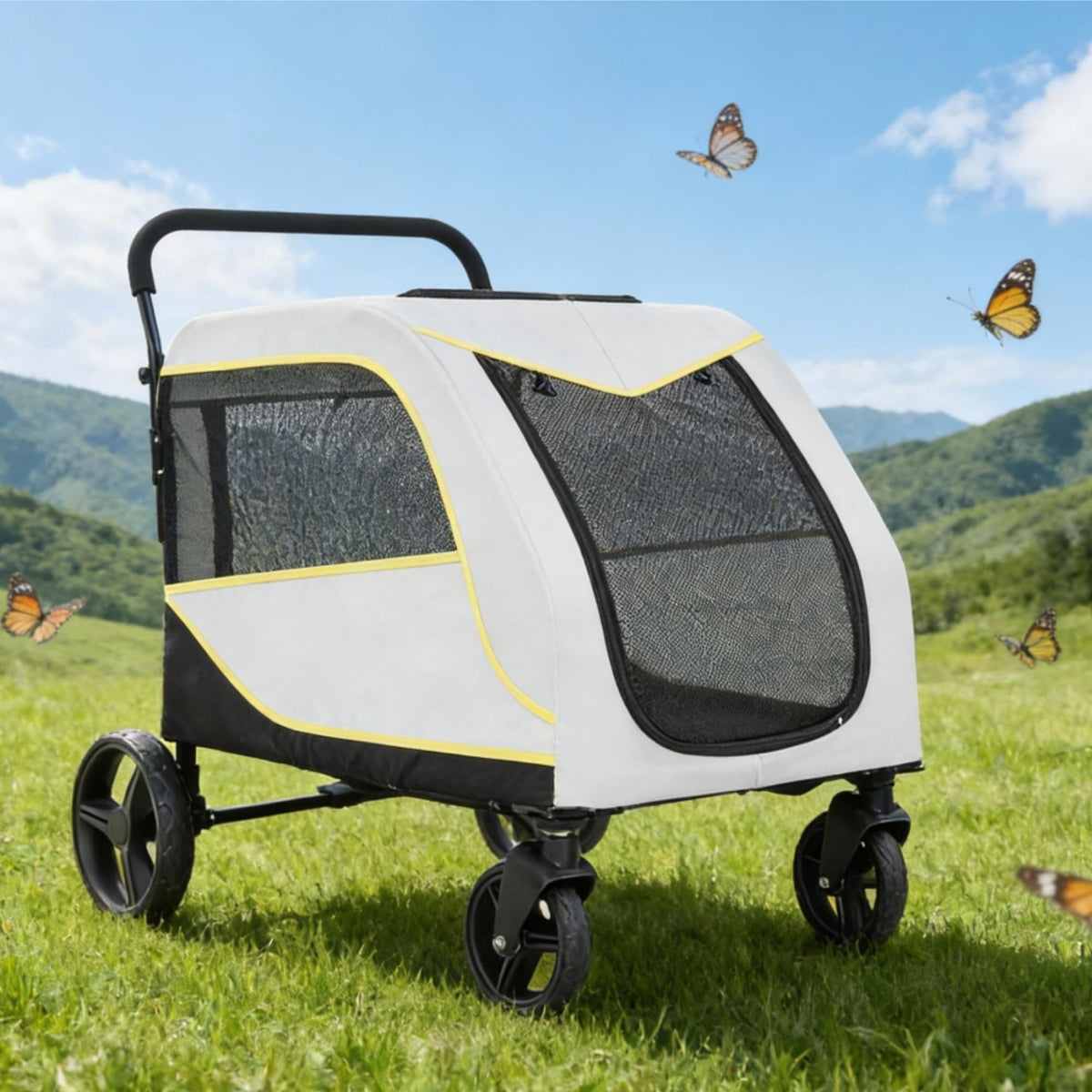Garvee Hundebuggy mit 360 Grad Rädern und Mesh-Fenstern