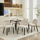 Garvee Esszimmerstühle 4er-Set, Mid-Century Polsterstühle mit Leinenstoff, Holzbeinen, Beige, mit Rückenlehne, gepolstert - Beige