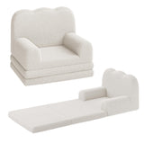 GARVEE Kindersofa 2-in-1, Ausklappbares Kinder Sofa mit Weichem Sherpa-Bezug und Schaumstofffüllung, Kindercouch für Spielzimmer, Kinderzimmer & Lesen, Weiß - Weiß