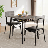 Garvee Esstisch Für 2 Mit Stauraum, Metallrahmen, Gepolsterte Stühle, MDF-Holzplatte, Grau, Kleine Küchen & Apartments - grau