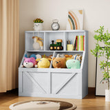 Garvee Kinder Bücherregal & Spielzeugaufbewahrung Multifunktional Stabil MDF & Partikelholz Für Spielzimmer Kinderzimmer 35.4" Weiß - Weiß