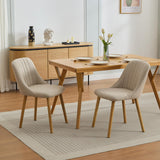 Garvee 2er-Set Esszimmerstühle Stoffbezug Ergonomische Rückenlehne Hoher Komfort Eichenholz Off-White Modernes Esszimmer - Wie gezeigt