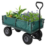 Garvee Klappbarer Gartenwagen – 277 kg Tragkraft, inkl. wasserdichter Transportplane, Stahlrahmen & 25 cm Luftreifen für Garten, Hof und Baustelle - Grün