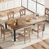Garvee Industrieller Esstisch Für 6-8 Personen Mit Stabilem Metallgestell Und MDF-Platte, Vintage Chamfer Design, 78,7" Lang, Matt-Schwarz, Für Küche & Esszimmer - 