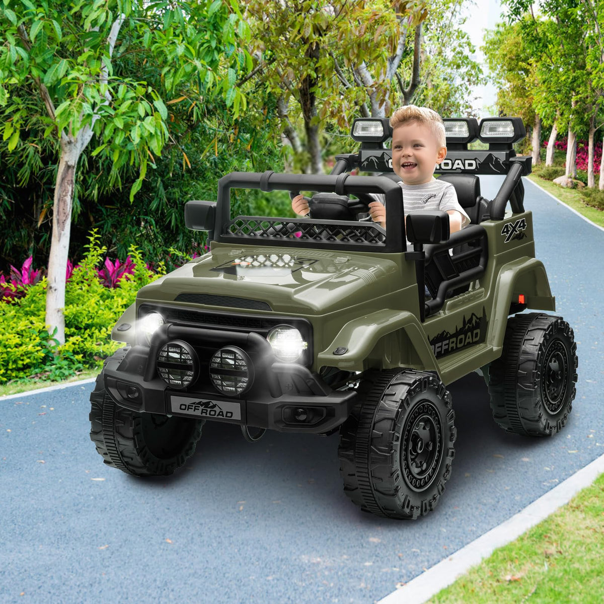 Garvee Elektroauto für Kinder 12 V Armeegrün
