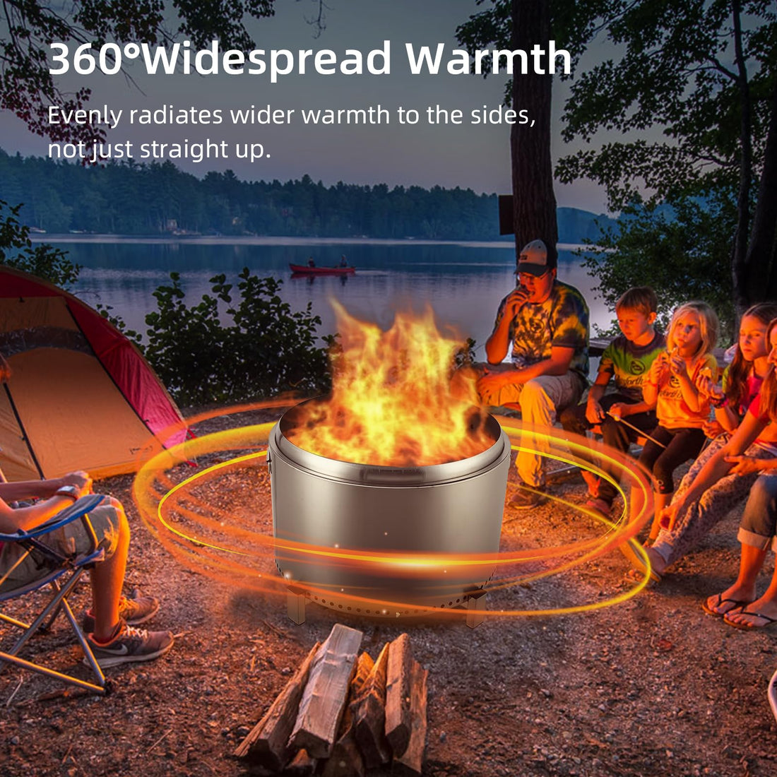 Feuerkorb strahlt 360° Wärme ab