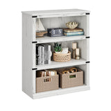 Garvee Dreifach Breites 4-Stöckiges Bücherregal Holz Weiß Für Wohnzimmer 40" H x 31,5" B x 12,2" T Stabil Industriell - weiß