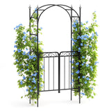 Garvee 8 FT Gartenbogen Mit Tor, Schweres Metall, Wetterfest, Schwarz, Für Hochzeit & Garten, Lattice-Rahmen