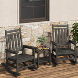 Garvee Adirondack-Schaukelstuhl-Set, 2 Stühle + 1 Tisch, Hohe, offene Rückenlehne, Schwarz - Schwarz