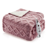 Garvee Elektrische Heizdecke 180 × 130 cm, Kuschelweiche Wärmedecke mit 6 Heizstufen, LCD-Controller, 10-Stunden-Timer, Abschaltautomatik und Überhitzungsschutz, Waschbar, Altrosa - Altrosa