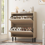 Garvee Schuhschrank Mit 2 Klappschubladen, Verstellbares Regal, MDF-Holz Für Flur Und Wohnzimmer, 34.5"x10.5"x37.5", Platzsparend, Robust - Holzfarbe